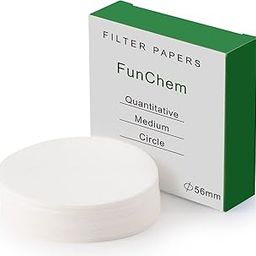 FunChem Quantitative Filter Paper Circles, 56 mm Diameter Cellulose Lab Filter Paper, 20 Micron, Medium Filtration Speed, Pack of 100-image-69