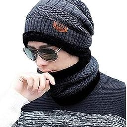 GURUJI Plus Winter Knit Neck Scarf and Warm Beanie Cap Hat Combo for Men and Women-image-52