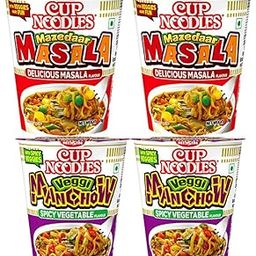 Nissin Cup Noodles Variety Pack - Mazedaar Masala & Veggie Manchow (Pack of 4)-image-10