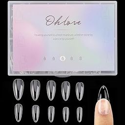 Almond Fake Nail Tips - 500PCS Medium Almond Shaped Clear Acrylic Nails Full Cover Press on Nails for DIY Nail Art, 10 Sizes-25