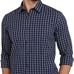 parx Men Slim Fit Checks Pattern Pure Cotton Semi Cutaway Collar Full Sleeve Casual Shirt-picture-36