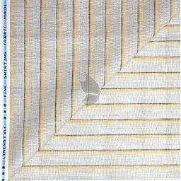 Siyaram's Linen with Cotton Jute Beige color Striped Unstitched Shirt Fabric - 1.60 Mts / VV2175-34