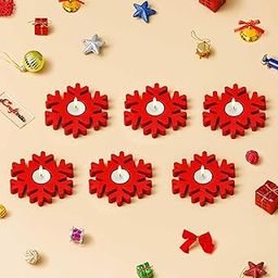 eCraftIndia Wooden Christmas Snowflake Decorative Tea Light Candle Holders (Set of 6 Red) Christmas Decoration Items for Home Office| Christmas Gifts for Women Men Girls Boys Kids Family Friends-26