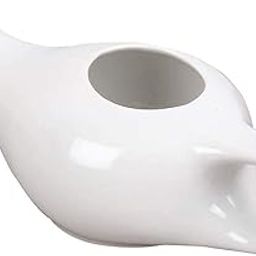HealthAndYoga® Classico Ceramic Jala Neti Pot-(White, 200ml)-Clears Blocked Nose & Sinuses- Saline Nasal Wash Yoga Detox- for Common Cold, Headaches, Dust & Pollution- Porcelain Genie Lamp Design-picture-2