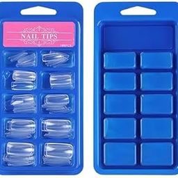 Personal/Professional Artificial Acrylic Fake False Nails White Color With Glue For Women Girls Party DIY Decoration Nail art Tip Accessory - 100 Pcs With 10 Sizes (Transparent)-3