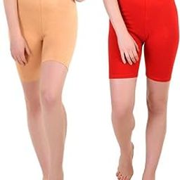 Amkr Fashion Sports Solid Women Beige, Red Cycling Shorts ()_APS-BT-001A Beige::Red 36 2-image-36