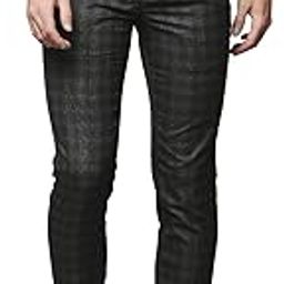 Men's Polyviscose Blend Checks Pattern Super Slim Fit Flat Front Formal Trouser-picture-33