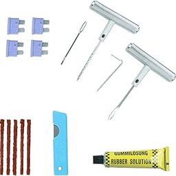 Tirewell TW-5004 Universal Tubeless Tire Puncture Repair Kit Portable Car Motorcycle Flat Tyre Puncher Box (Reamer, Probe, 5 String Plugs, Rubber Solution, Cutter, 1 Probe Head & Fuse)-picture-3