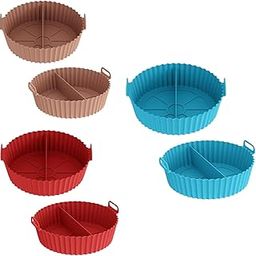 Air Fryer Liners I Round Silicone Basket Baking Tray I Pot with Ear Handles I Nonstick Reusable Heat Resistant I Air Fryer Basket I Cooking Oven Insert Accessories (6.5 inch, Pack of 2)-picture-16
