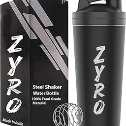 Zyro Premium Black Steel Gym Shaker Bottle | 750ML Leak-Proof Stainless Steel Shaker with Mixer Ball | Ideal for Protein, BCAAs & Pre-Workout | Hot & Cold Compatible-image-44