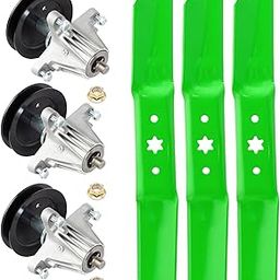 TENGMUJX Deck Spindle High Lift Blade Kit for 50 inch Cub Cadet MTD RZT L50 S50 LX50 SX50 XT1-GT50 ZT1-50 G8300 G8200 Includes (3) Spindle Assembly 618-06980 (3) Mower Blades 942-05052A-image-10