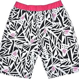 Men's Printed Swim Shorts with Pockets, Adjustable Drawstring, Quick-Dry Fabric & Comfortable Fit – Beach & Pool Wear - White & Pink - 36 Size-image-86