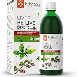 KRISHNA'S HERBAL & AYURVEDA Liver Re-Live Juice 1000 ml | Healthy Liver | Strengthens the digestive system | Goodness of 11 powerful herbs like Makoy, Harshringar, Daru Haridra | Sugar free Juice-10