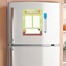 CVANU Schedule Magnetic Routine Planner Vinyl Sheet with Marker & Dry Eraser on Marker's Cap for Fridge Door (12inchX9inch)_583-20