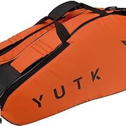 Badminton Squash Tennis Racket Shoulder Bag for 7racquet (3 Zipper Orange Kit Bag)-image-34
