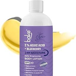 BAKE 2% Kojic Acid Brightening Body Lotion with Niacinamide & SPF 30 PA+++ for Pigmentation & Tan Removal | For Dark Spots & Sun Protection | De-Tan Body Lotion | Tanned & Pigmented Skin | For Women & Men | 200ml-34