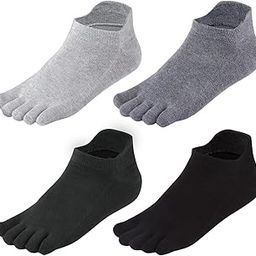 Meaiguo Toe Socks No Show Running Five Finger Crew Socks for Men Women 4 Pack-image-44