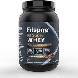 Fitspire Fit Super Whey Protein | 35g Protein Per 100g & 7.76g BCAA | Digezyme For Easy Digestion | Whey Fuel For Muscle Strength & Recovery| Gourmet Coffee- 1kg-picture-18