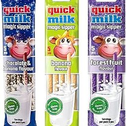 Quick Milk Magic Sipper Straws, Gluten Free (Banana, Chocolate & Banana, Forest Fruit Flavour)-Pack of 3, (3 x 30g) | Imported | Magic Sipper-image-94