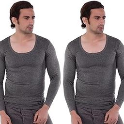 Men's Round Neck Full Sleeves Charcaol Melange Thermal Top/Upper/Vest/Undershirt (#RNFS-CH)-image-12