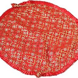 OSI ONESTOREINDIA Handmade Traditional Designer Pooja thali Cover, Thali Cover Cloth (2 in 1 Cover Cum potli). |Thali Cover - 1 |-image-2