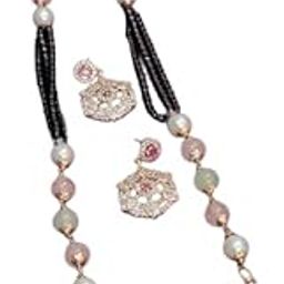 Rose Gold Plated Long AD Mangalsutra With Earring/Bead Mangalsutra For Women & Girls_26-image-2