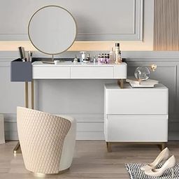 NG Decor 39.4" Minimalist White Makeup Vanity with 2 Drawers (Mirror & Stool Not Included)-image-9