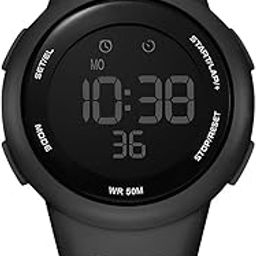 Digital Sports Silicone Stylish Multifunctional Electronic LED Black Dial Wrist Watch for Men Boys -W79-image-55