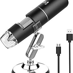 Tobo Wireless Digital Microscope, WiFi Microscope 1000X with 1080P 2MP Camera, Handheld Microscope with 8 Led Lights for iPhone Android iPad Mac Window - TD-582IM10-16