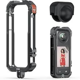 VRIG Cage for Insta360 X4 Accessories,Quick Release Insta360 X4 Cover Case,Aluminium Protective Case Frame Cage with Silicone Lens Cover,Built-in Cold Shoe and 1/4" Thread Hole-image-7