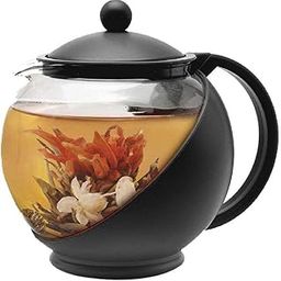 ZROY ENTERPRISE Half Moon Glass Teapot with Infuser | 1250ml | Heat-Resistant Blooming Tea Pot with Black Handle, Clear Body for Loose Leaf & Flowering Teas (ZROY - 01)-image-7