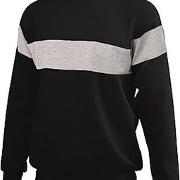 Men's Loopknit Round Neck Color Block Sweatshirt (Color Black_Grey)-image-2