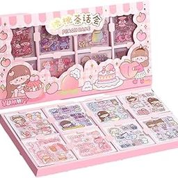 SAMVARDHAN 2000 Pcs Waterproof Vinyl Transparent Stickers, Kawaii Washi Fun Stickers for Water Bottle Laptop Scrapbook Journaling, 200 Sheets Stickers Boxed Gift (Pink)(Blue)(Purple)-image-17