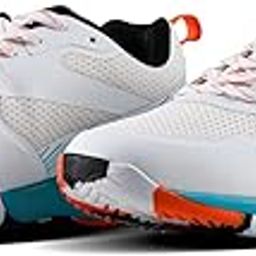 Court Sonic PBX Unisex Non-Marking Court Shoes | Badminton, Pickleball, Table Tennis & Other Indoor Sports | Lightweight, Cushioned Grip (White/Orange/Black/Sea Blue ; UK 8)-22