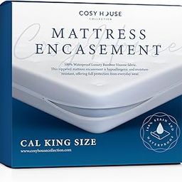 Cosy House Collection Luxury Bamboo Waterproof Zippered Mattress Protector Encasement - Noiseless Hypoallergenic Cover Stays Cool - California King-image-8