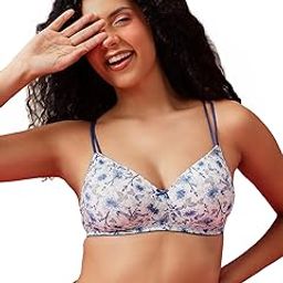 Women's Polyamide Padded Non-Wired Full Cup Polka Print T-shirt Bra-image-58