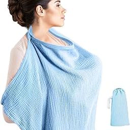 2 Pcs Feeding Covers for Nursing, Nursing Cover for feeding, 25.6*37.4 in Feeding Cover Discreet Nursing Cover, Include towel and Pouch for Public Feeding and On-the-Go Convenience,Gift for New Moms(Blue)-image-23