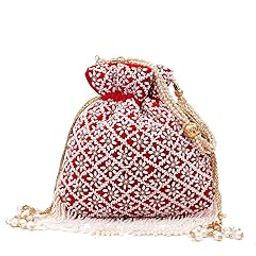 Women Beautiful Red Pearl Potli-image-29