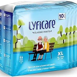 Lyficare Classic Adult Diaper Extra Large Size (XL) - 40 Units (Pack of 4) | Unisex Diapers Pants | Waist (90-125 cm) | Wetness Indicator, Super absorb, 360° Protection & 0% Leakage | For Men & Women-picture-21