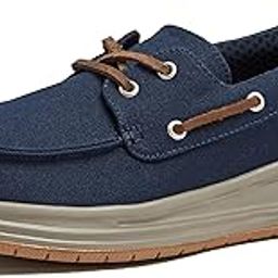 Canvas Boat Shoes Men, Deck Shoes Mens Boat Shoes Slip Ons - Navy Blue, Tan Brown or Grey Mens Casual Shoes, Size 8-13-image-5