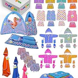 Toddylon 56 in 1 New Born Baby Products All | Gift Packs | Bedding Set | Maternity Kit | Baby Shower | Baby Clothing Set | Essentials Items | Combo Pack (0-6 Months, Multicolor)-image-93