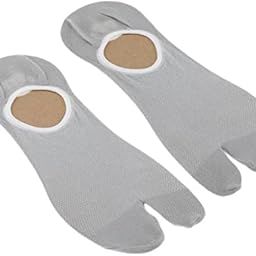 LICHTS®2x1 Pair Male Split 2 Toe Flip Flop Socks Tabi Socks Sports Anklets Light Gary-image-45