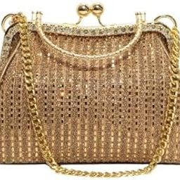 ™ Women's Gold Glitter Evening Clutch Bag | Designer Rhinestone Party Purse with Chain Strap | Elegant Bridal Handbag for Wedding, Cocktail & Festive Events-image-57