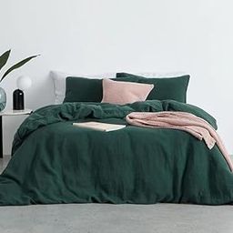 The Tangerine Store 3-Piece Pure Cotton Duvet Cover Set (88x90 in) - Dark Green Queen Duvet Cover Set with Standard Shams - Pre-Washed, Handmade - Chic Home Decor-image-78
