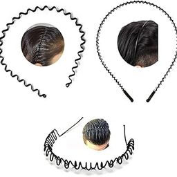 3 Pcs Black Flexible Metal Wavy, Spring And Zig Zag Hair Band Hair Hoop Hairband Daily Use For Unisex Men Women-picture-53