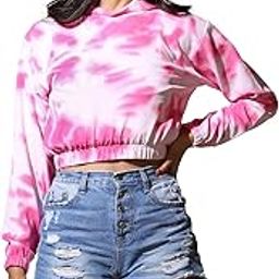 Women's Western Crop Top with Hoodie Neck & Long Sleeve || Drawstring Pullover Tops || Loose Casual Hoodies for Women Top.-image-36