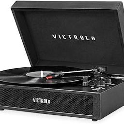 Victrola Parker Bluetooth Suitcase Record Player with 3-speed Turntable, Black-17