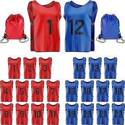 EUCATUS BEST PRODUCTS & GIFTS Machine Washable Sports Training Jerseys Bibs. Numbered Front and Back Pinnies for Game Play. Comfortable Polyester Vests, Multi, Medium-image-72