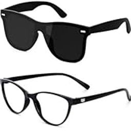 Unisex combo offer pack of 4 shades Unisex Fashion Sunglasses Set, 4 Pairs, Metal Frame, Black and Silver - Acati-1787-image-46