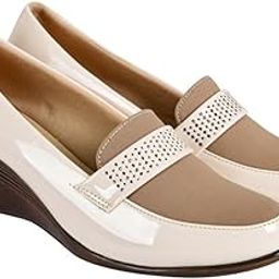 Liyu Women Embellished Loafer-Style Wedge Heels, Elegant Slip-On Closed Toe Shoes for Office Wear and Formal Outfits-5